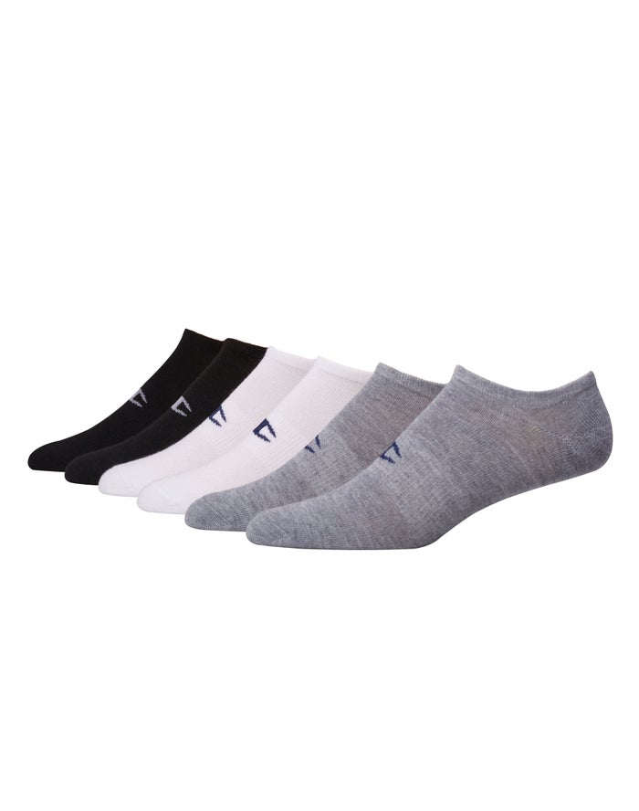 Champion Mens Socks NZ - Super No Show 6-Pairs Grey/White/Black ( 7019-KIVTD )